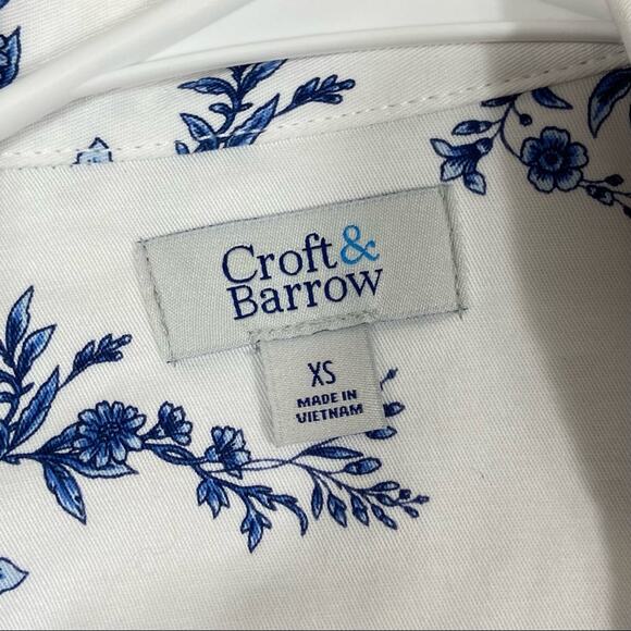 Croft & Barrow NWT Size XS Blue & White Floral Print Jean Jacket Coat - Picture 9 of 13